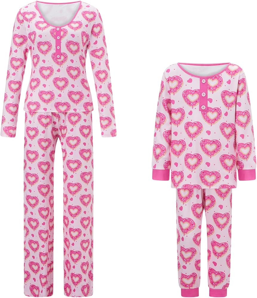 Nituyy Mother and Daughter Valentines Day Pajamas Matching Sets Long Sleeve Shirt Tops and Pants ... | Amazon (US)