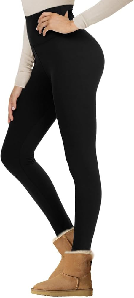 NexiEpoch Fleece Lined Leggings Women - High Waisted Winter Yoga Pants Tummy Control Soft Thermal... | Amazon (US)