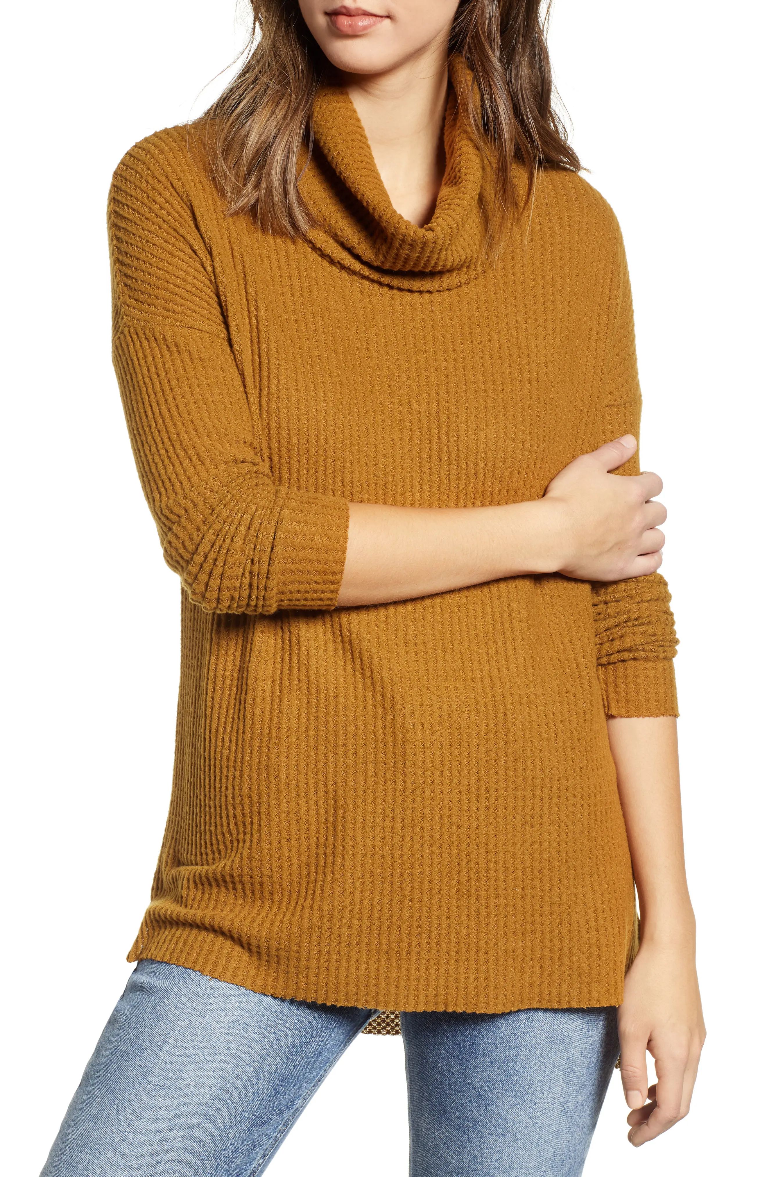 Women's Bp. Funnel Neck Tunic, Size XX-Small - Brown | Nordstrom