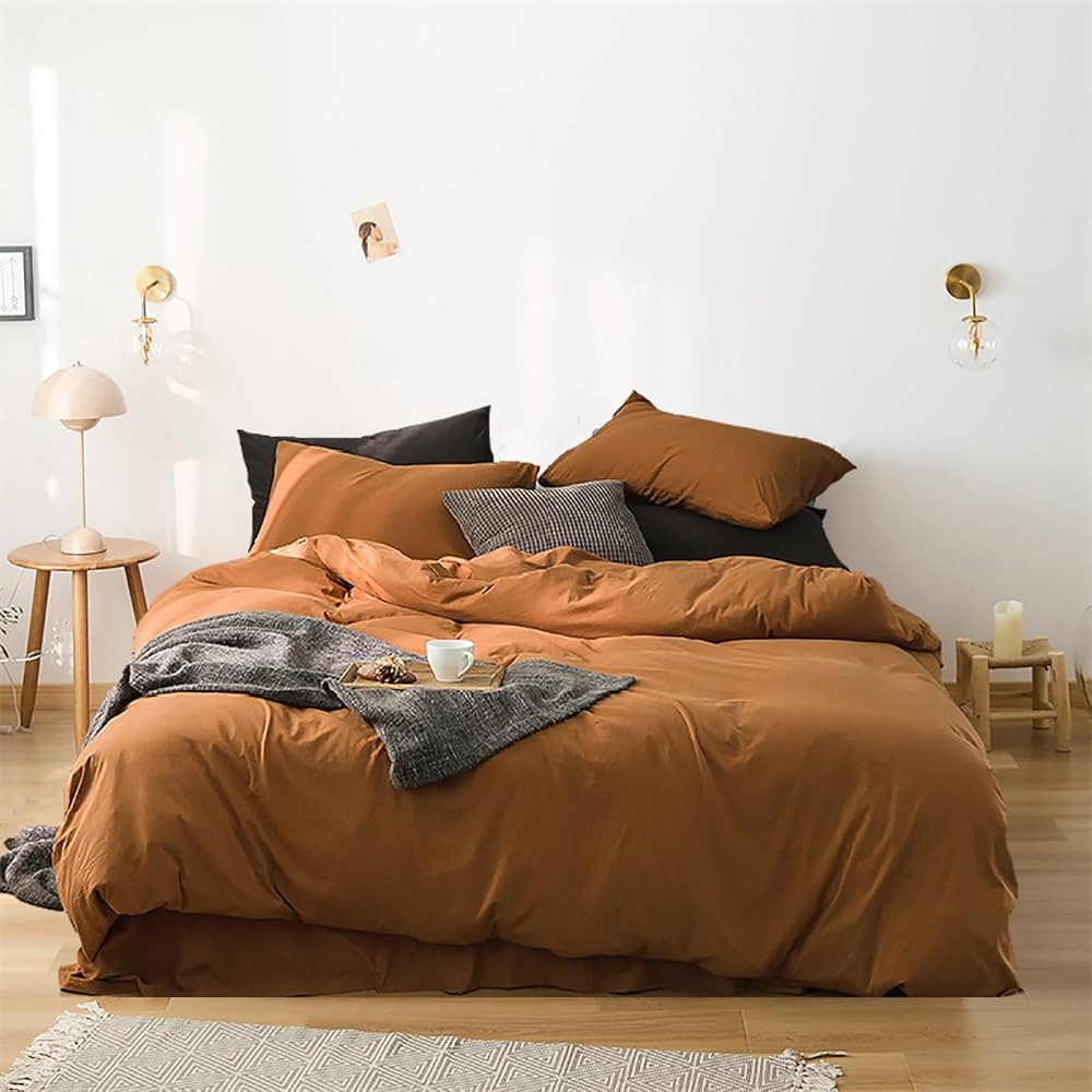 Luxlovery California King Pumpkin Comforter Rust Terracotta Bedding Set Cal King Caramel Burnt Or... | Amazon (US)