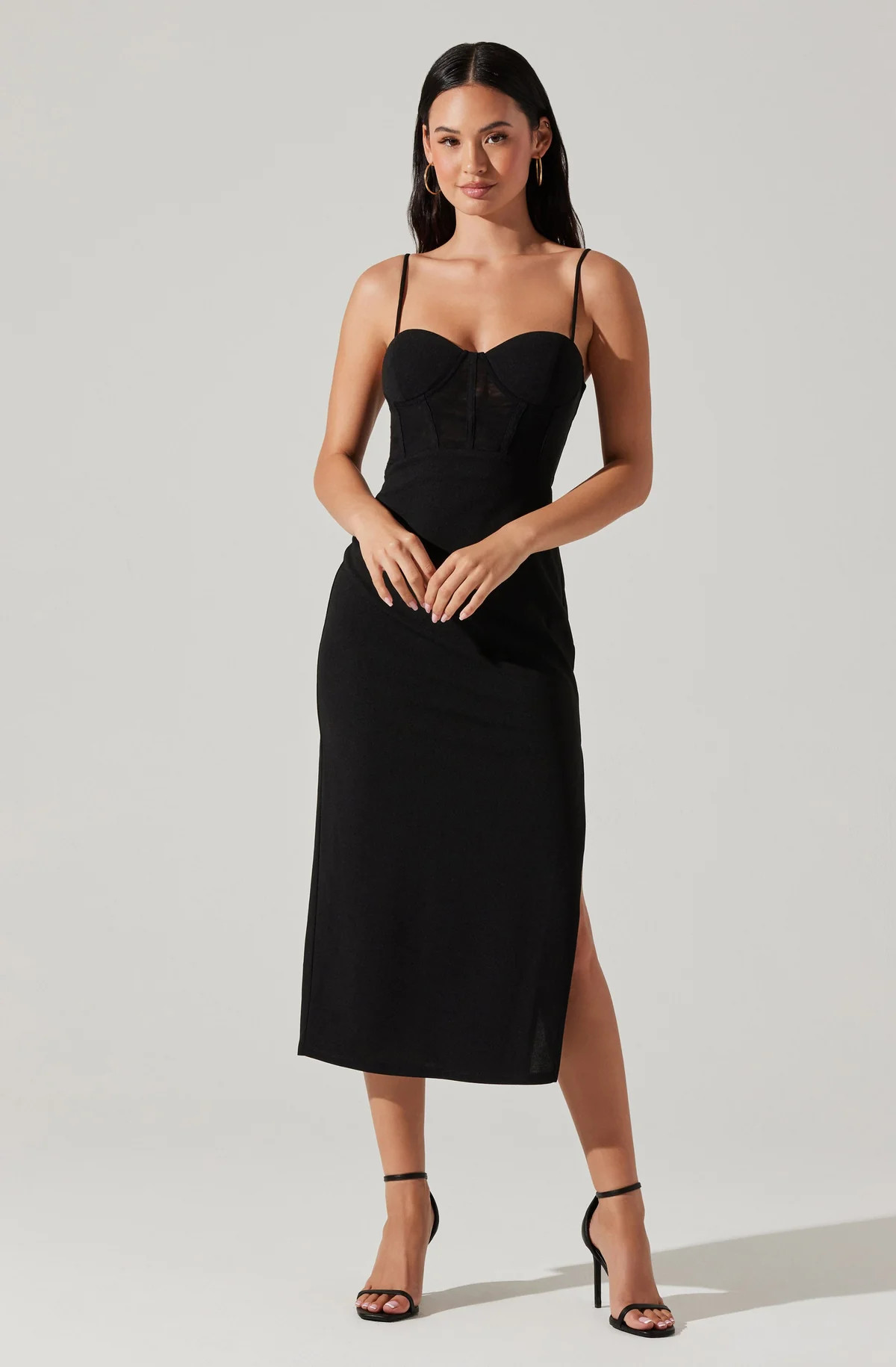 Contrast Mesh Bustier Midi Dress | ASTR The Label (US)