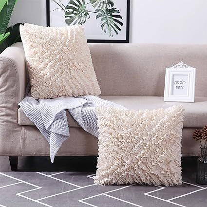 Oubonun Decorative Throw Pillow Covers (Set of 2) - Pillow Cover Sham Cushion Cover - White Throw... | Amazon (US)