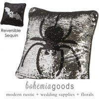 Sequin Halloween Pillow, Reversible Decor, Decorative With Insert, Spider Bat Pillow | Etsy (US)