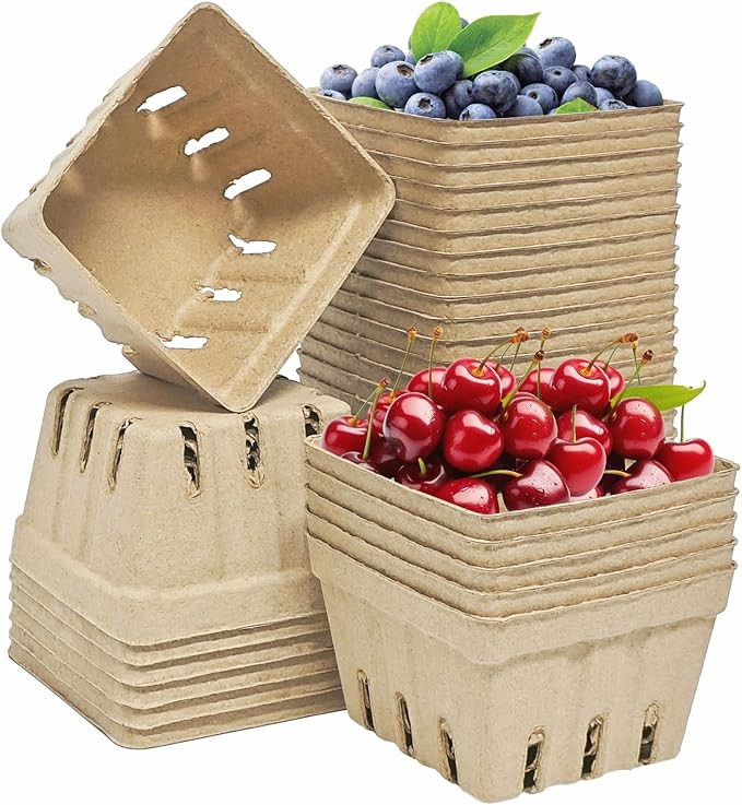 30 Pcs Natural Pulp Fiber Berry Basket Small Vented Berry Picking Basket Small Container Holder f... | Amazon (US)