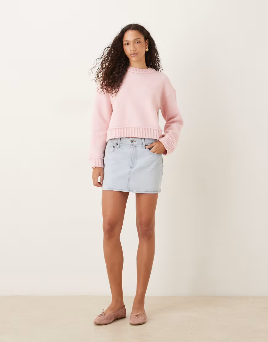 ASOS DESIGN knitted oversized jumper with wide rib detailing in-Pink | ASOS (Global)
