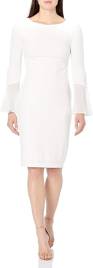 Calvin Klein Sheath Chiffon Bell Sleeves – Women’s Casual Dresses | Amazon (US)