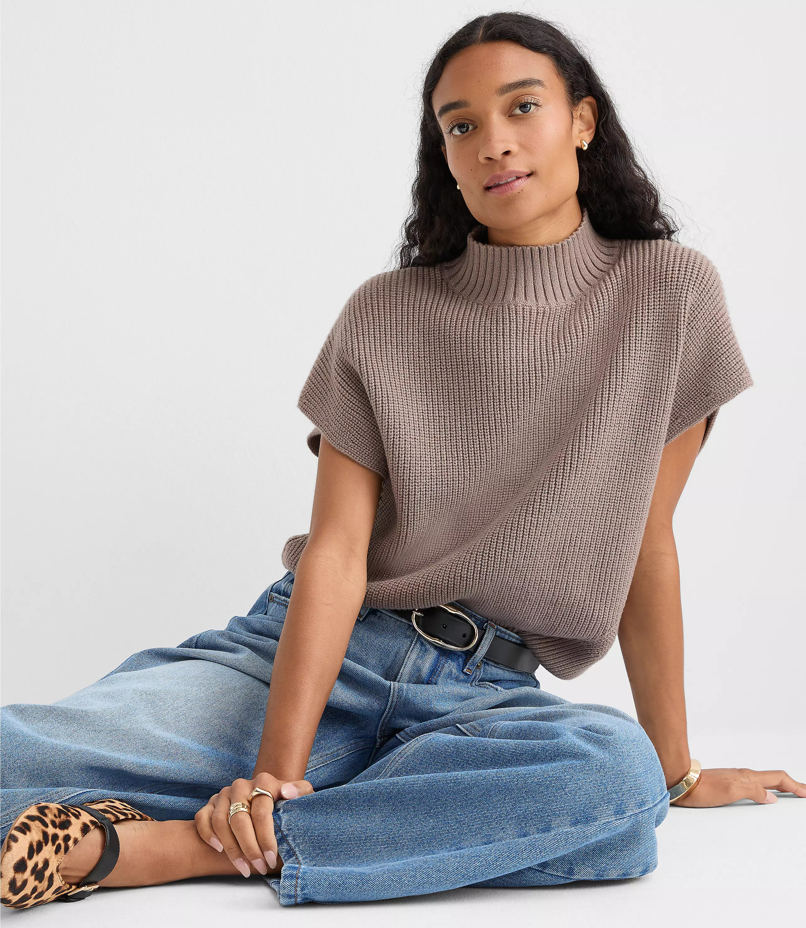 Angled Ribbed Wedge Sweater | LOFT