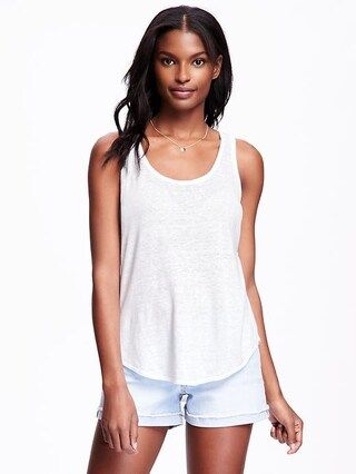Relaxed Curve Hem Linen Tank for Women | Old Navy US
