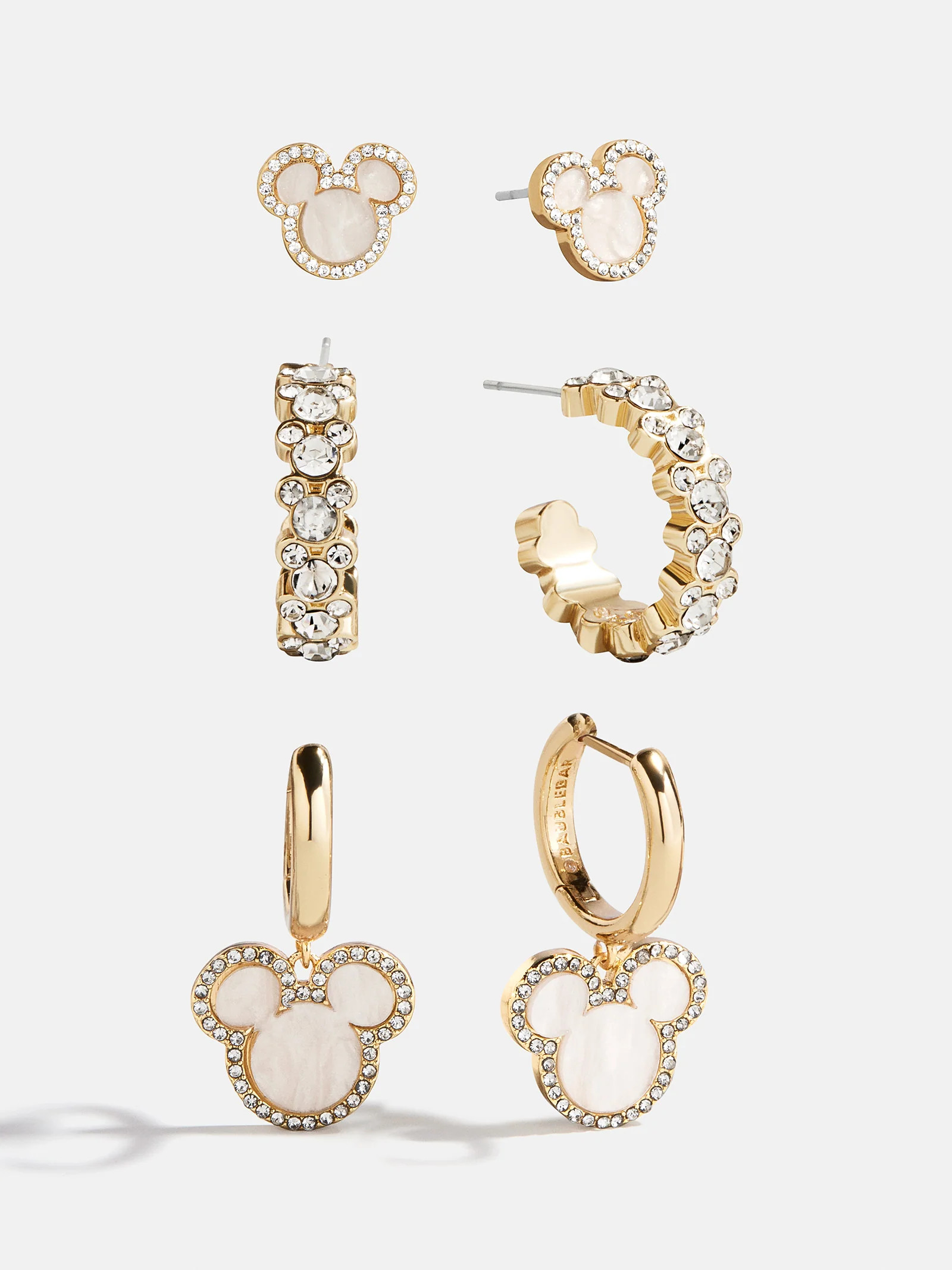 Disney Mickey Mouse Mother of Pearl Earring Set - Gold/Pavé | BaubleBar