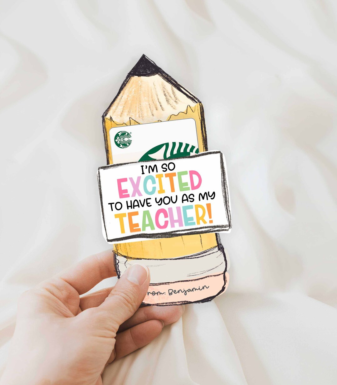 First Day of School Teacher Gift Card Holder Printable, Pencil Cutout, Thank You for Being My Tea... | Etsy (US)