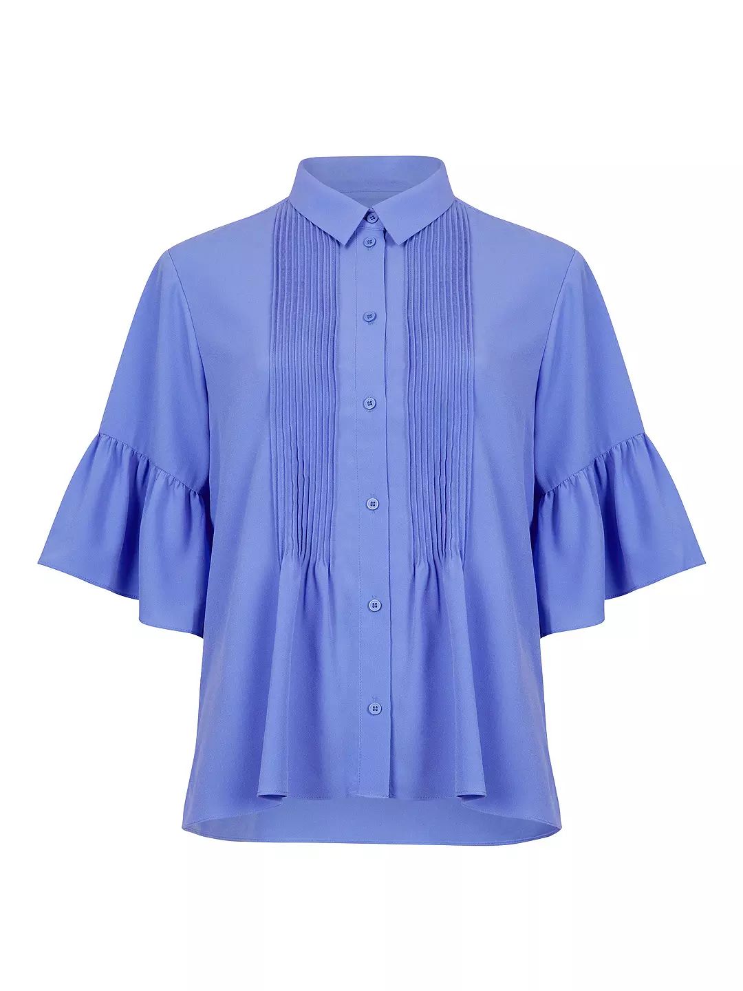 French Connection Crepe Light Pintuck Shirt, Baja Blue | John Lewis (UK)