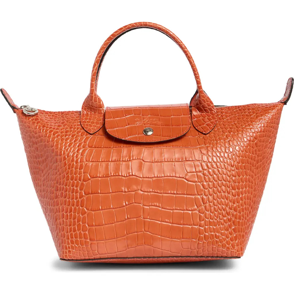 Longchamp Small Le Pliage Croc Embossed Tote in Coral at Nordstrom Rack | Nordstrom Rack