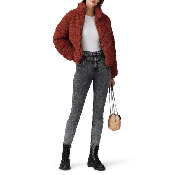 Louna Rust Sherpa Puffer orange | Rent the Runway