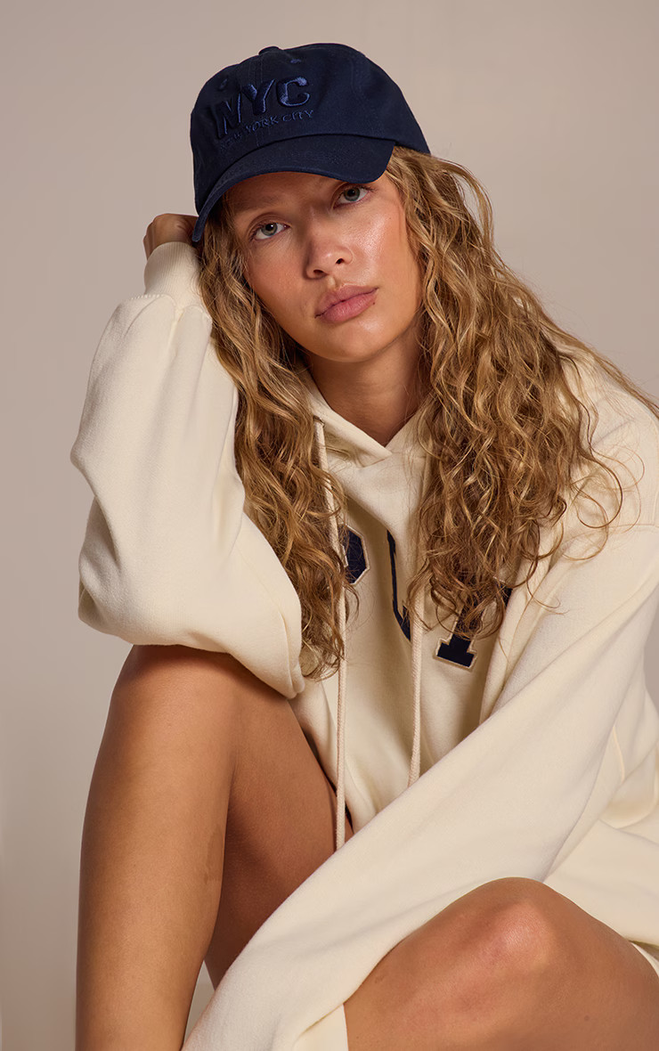 Vintage Navy Embroided Baseball Cap | PrettyLittleThing UK