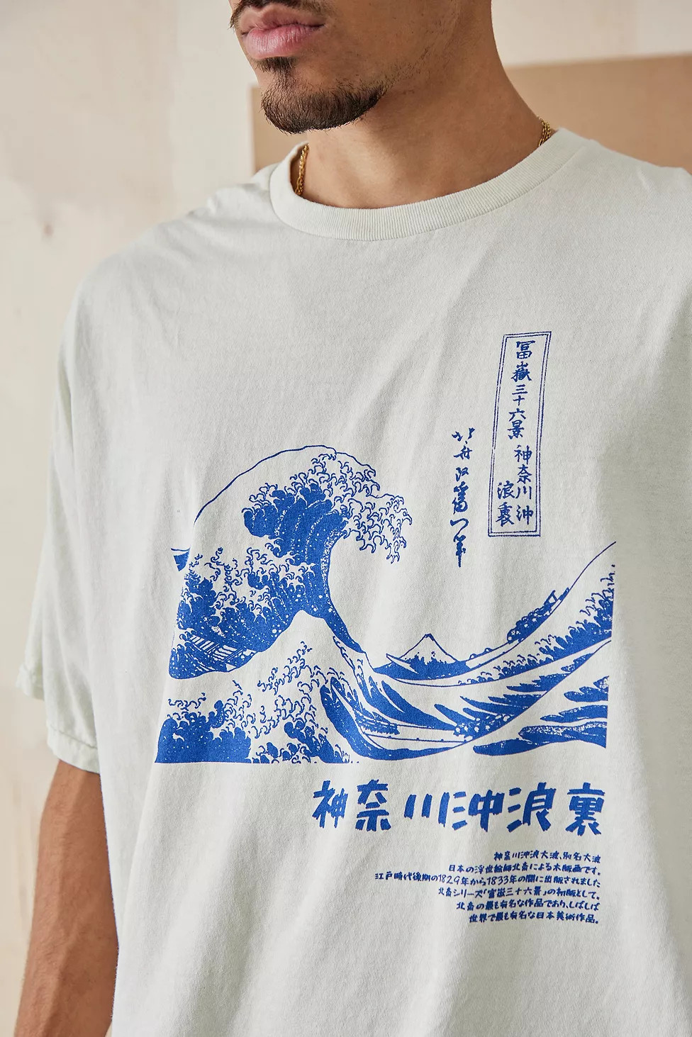 UO Ecru The Great Wave Graphic T-Shirt | Urban Outfitters (EU)