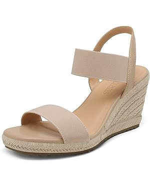 DREAM PAIRS Womens Open Toe Espadrilles Dressy Platform Sandals Slip on Elastic Ankle Strap Wedge... | Amazon (US)