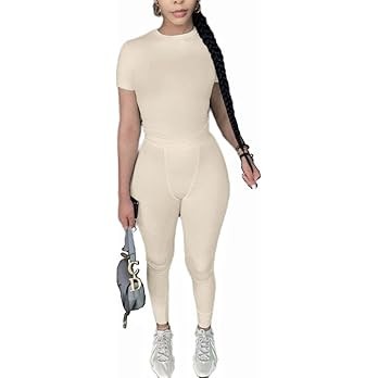 AYWA Two Piece Outfits for Women Fitted Crew Neck T-shirt High Waist Leggings Biker Shorts Matchi... | Amazon (US)