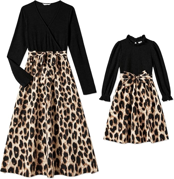 PATPAT Mommy and Me Matching Outfits Long Sleeve Black Casual Dress Fall Suit Matching Clothing f... | Amazon (US)