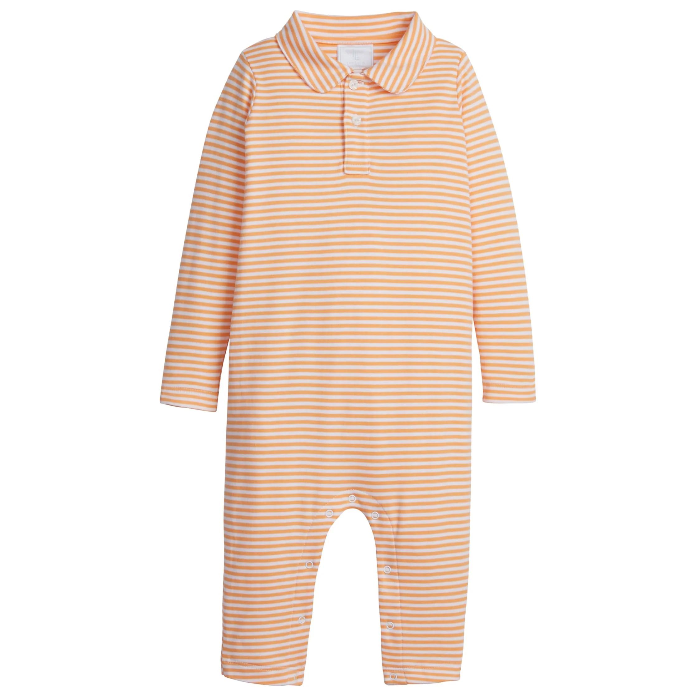 Baby Boys Long Sleeve Striped Polo Romper | Little English
