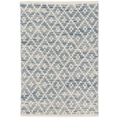 Melange Diamond Blue Handwoven Cotton Rug | Annie Selke