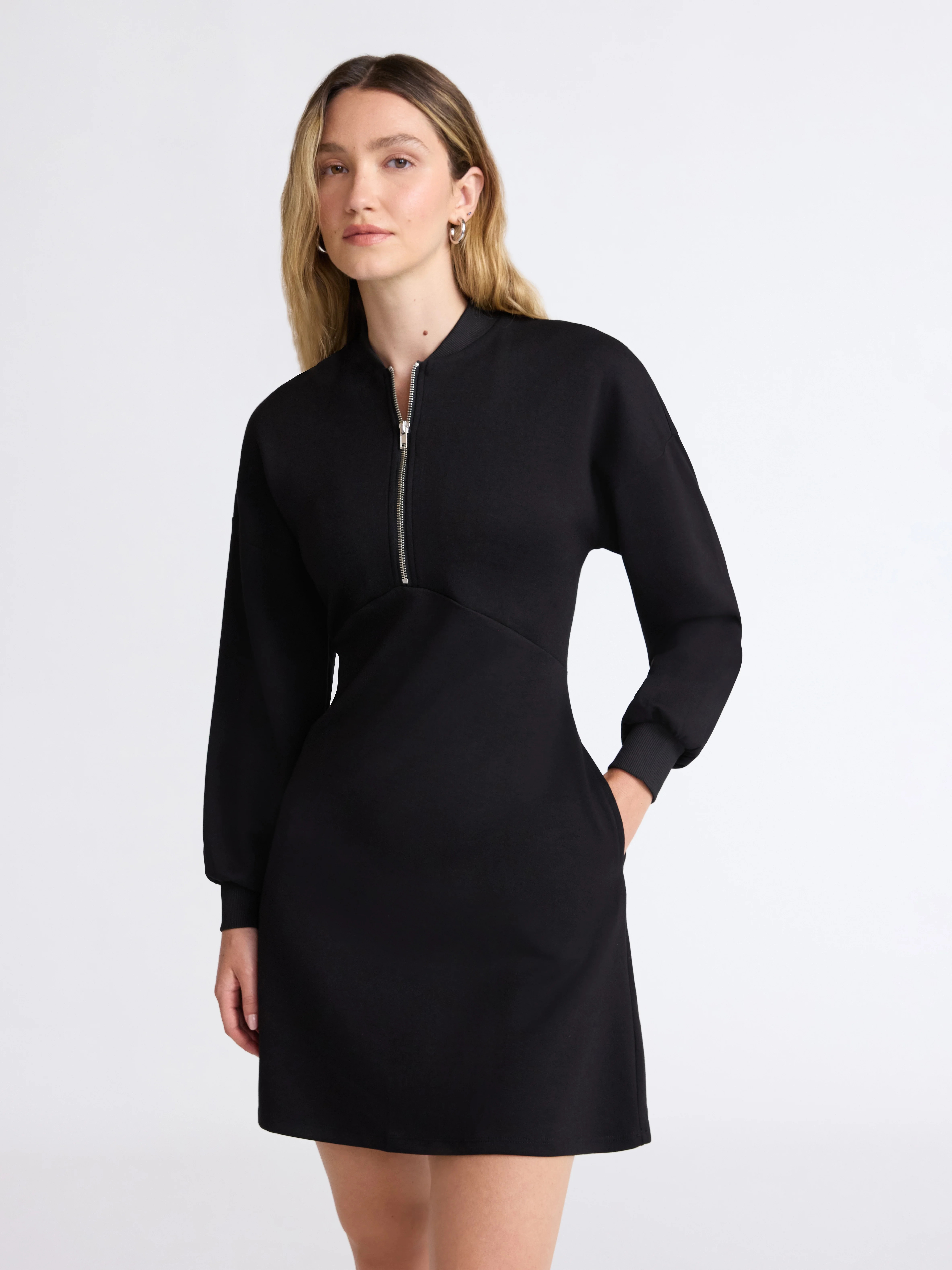 Scoop Women's and Women's Plus New Scubaknit Zip Front Mini Dress, Sizes XS-4X | Walmart (US)