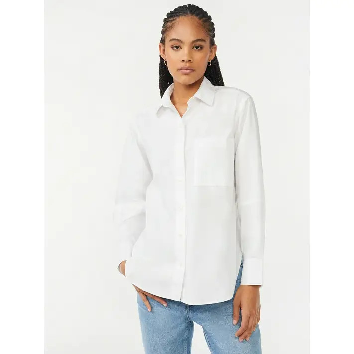 Free Assembly Women's Boxy Button Down Tunic Top | Walmart (US)
