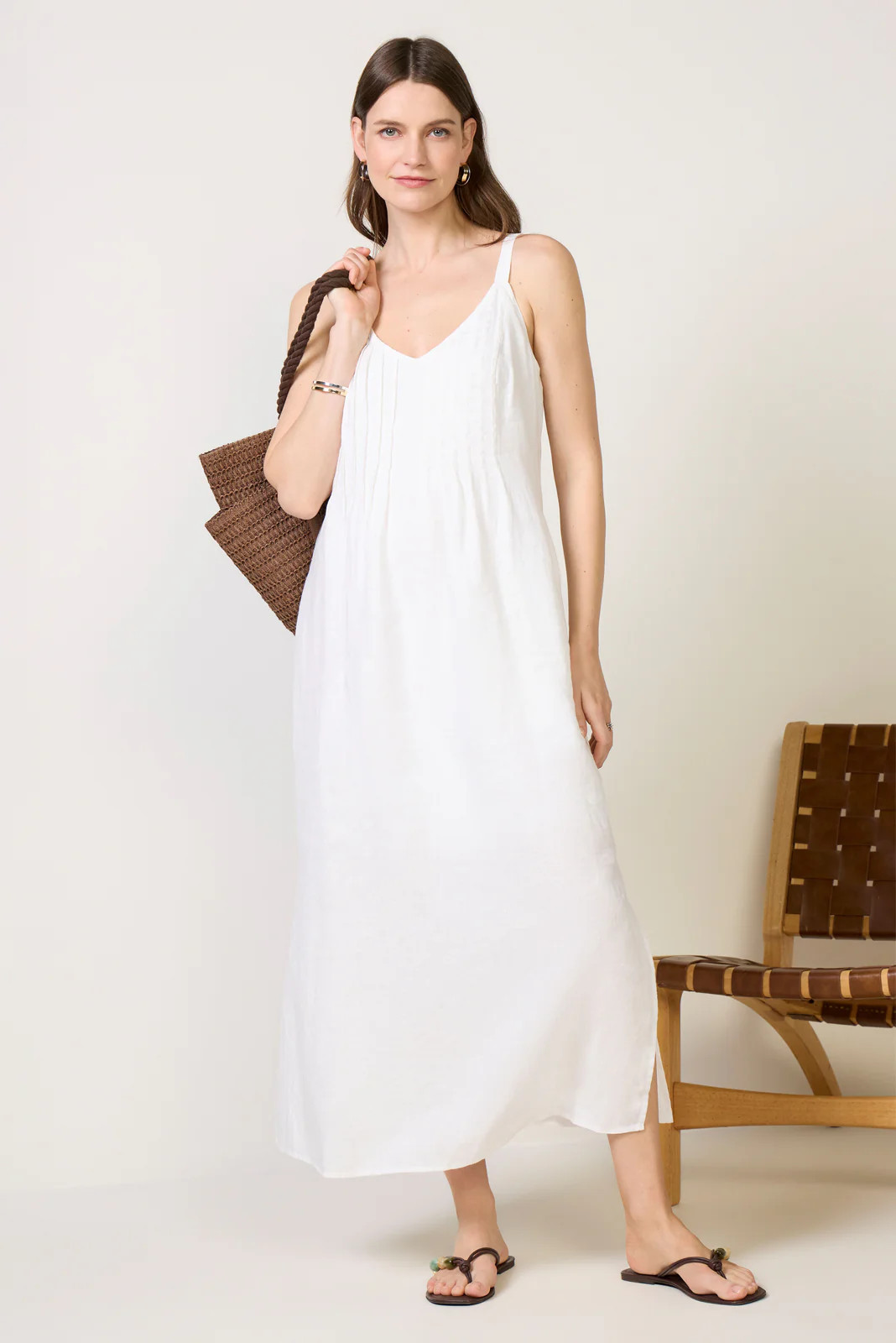 SPLENDID Women's Stella Linen Pintuck Dress, Size Small, White | Evereve