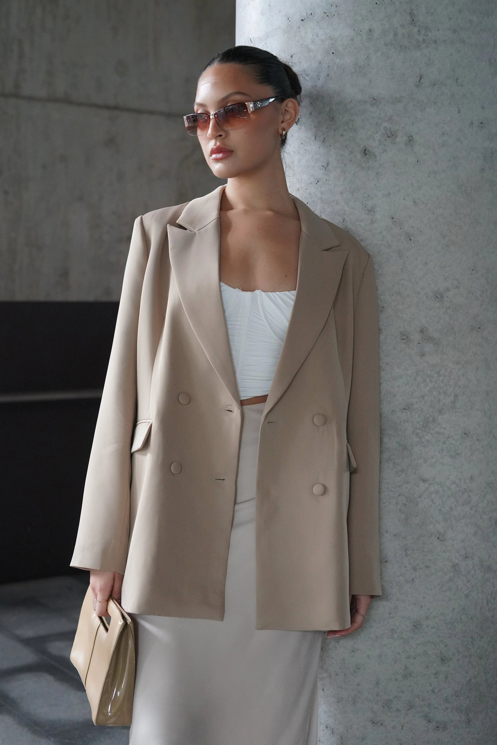 Madison Oversized Blazer - Taupe | MESHKI US