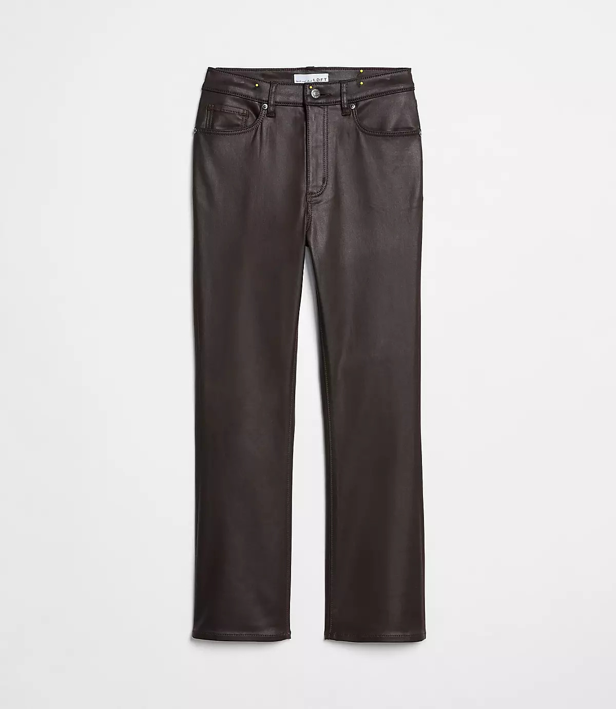 Coated High Rise Kick Crop Jeans in Brown | LOFT