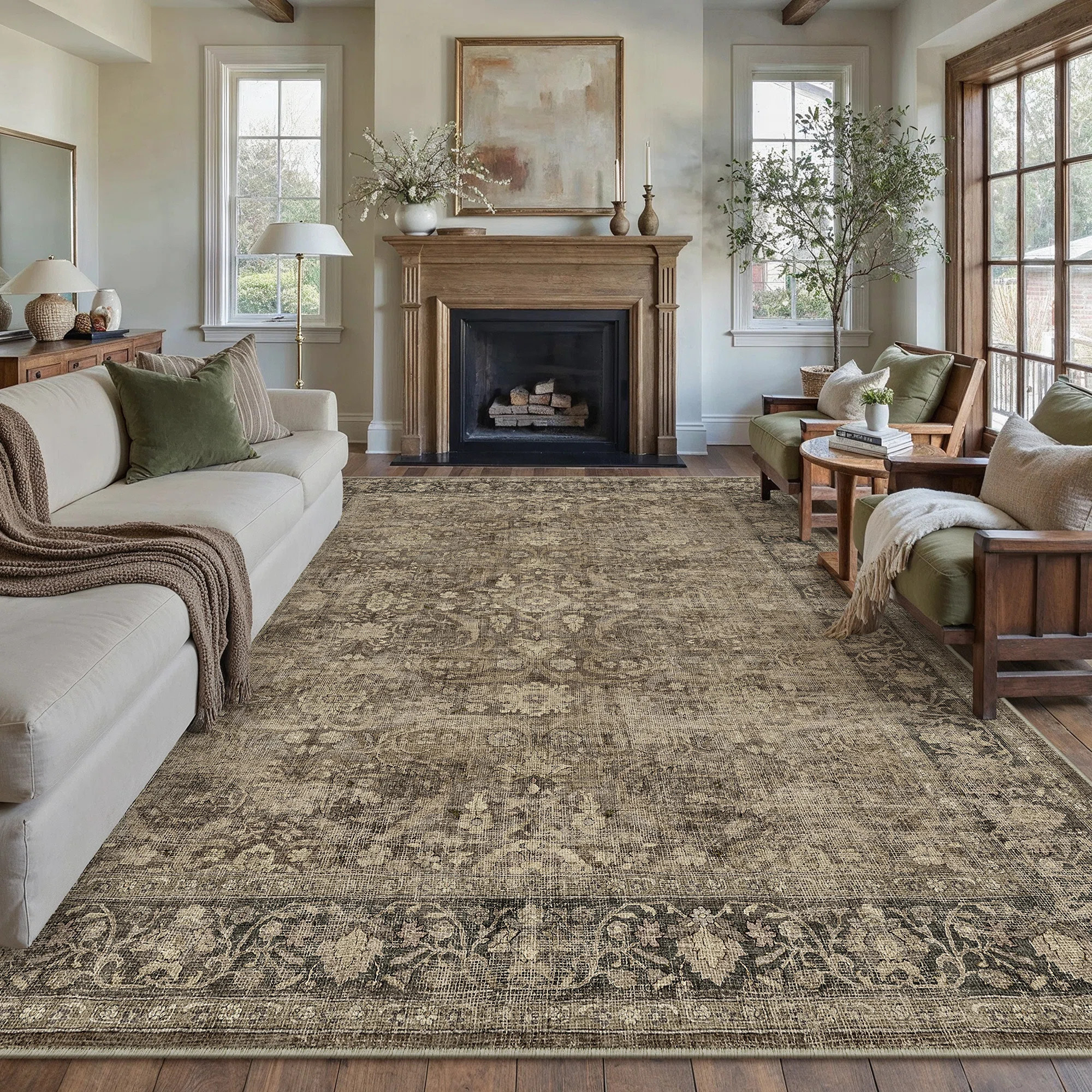 Bremerton Vintage Washable Area Rug With Non-Slip Backing | Wayfair North America
