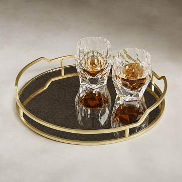 Fishs Eddy Gilded Café Mirror Tray - Round | West Elm (US)
