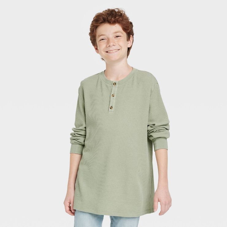 Boys' Long Sleeve Washed Thermal Henley T-Shirt - art class™ | Target