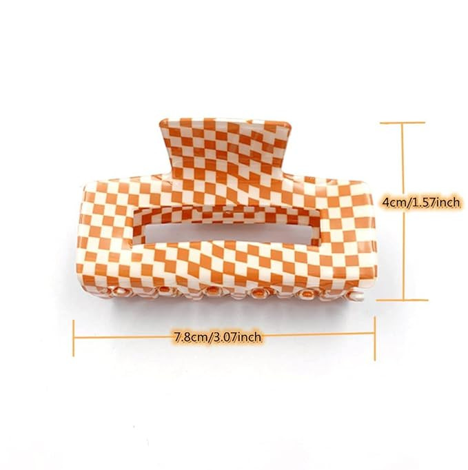 Checkered Hair Claw Clips for Women Girls Fashion Hair Clips for Styling Claw Clamps Thick Hair R... | Amazon (US)