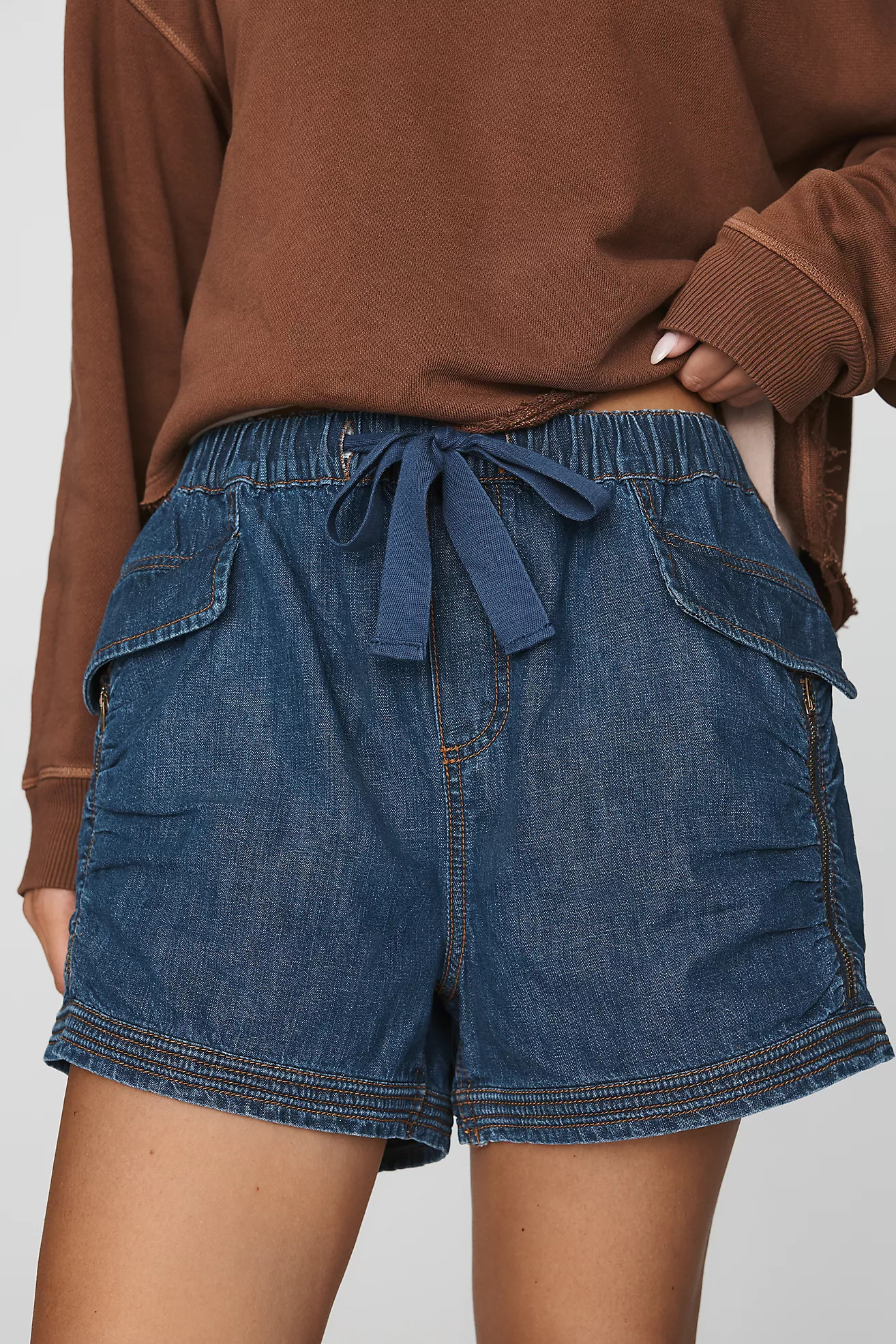 Pilcro 100% Cotton Ruched Flight Shorts | Anthropologie (US)