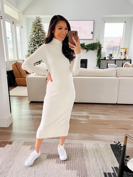 White sweater dress perfect for the holidays! Love how it’s workwear appropriate and great for business casual! Pairing with white sneakers for a more casual look!

#LTKshoecrush