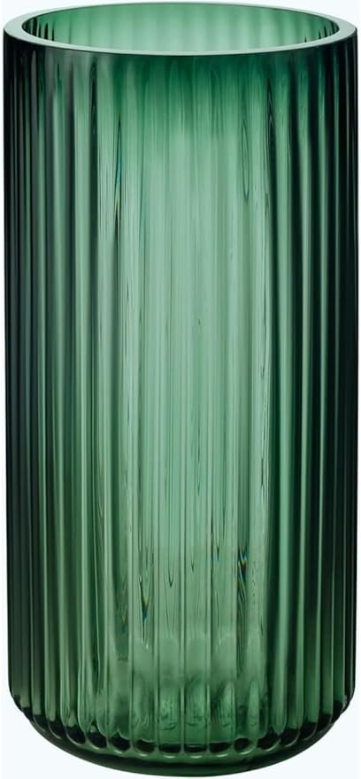 8 Inch Premium Thickened Green Glass Vase - Ribbed Glass Flower Vase for Rustic Home Decor, Decor... | Amazon (US)