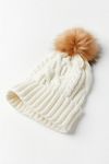 Cable Knit Fur Pom Beanie | Urban Outfitters (US and RoW)