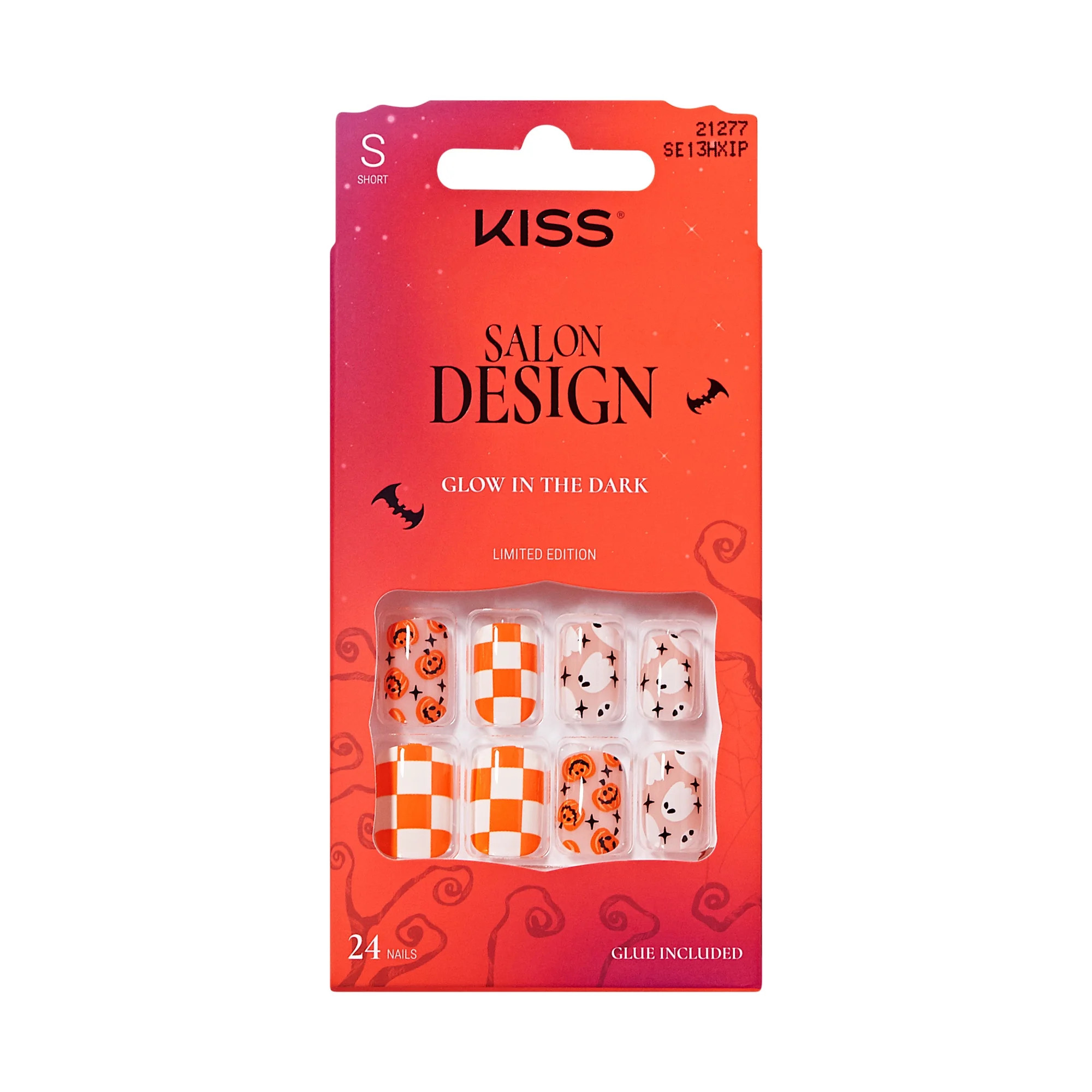 KISS Salon Design Halloween Press On Nails, ‘How Cinematic’, Orange, Squoval, 24 Count | Walmart (US)