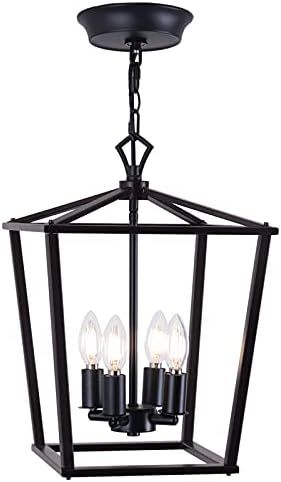 12" Lantern Pendant Light Farmhouse Iron Cage Lantern Hanging Light Industry Foyer Lighting Fixtu... | Amazon (US)