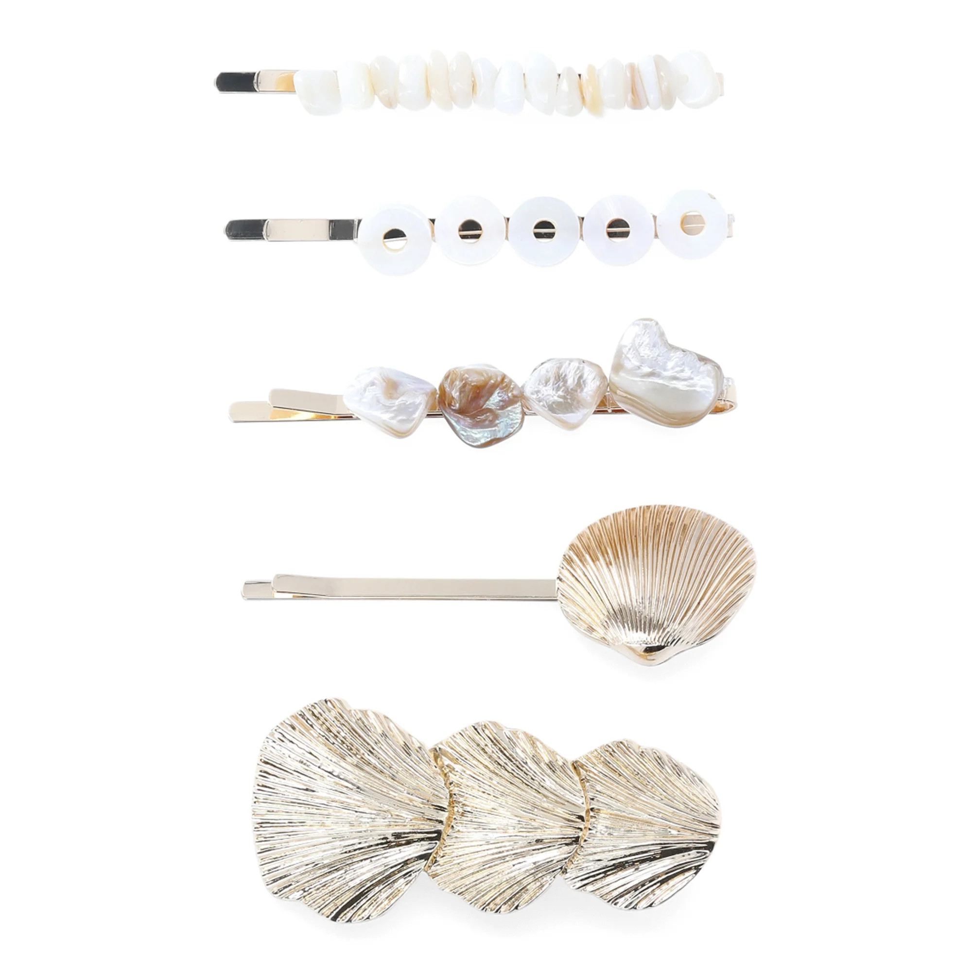 Time and Tru Women’s Seashell Embellished Hair Pin Set, 5-Piece | Walmart (US)