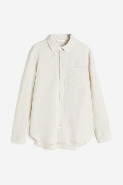 Linen Shirt - Light beige - Ladies | H&M US | H&M (US + CA)
