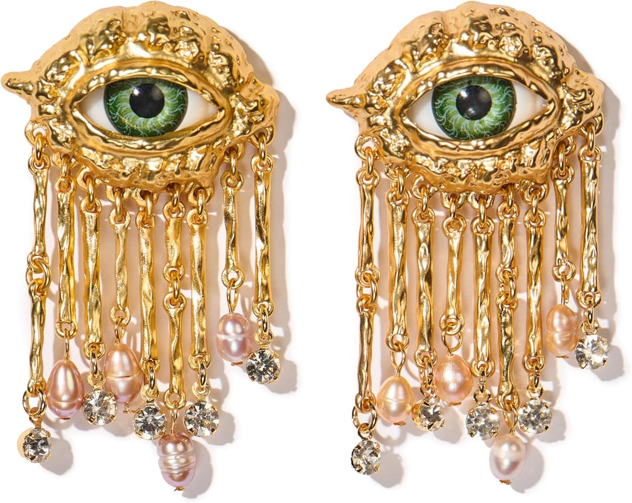 Premium Quality | 18K Gold Plated Evil Eye Earrings for Women | Real Freshwater Pearls | Haute Co... | Amazon (US)