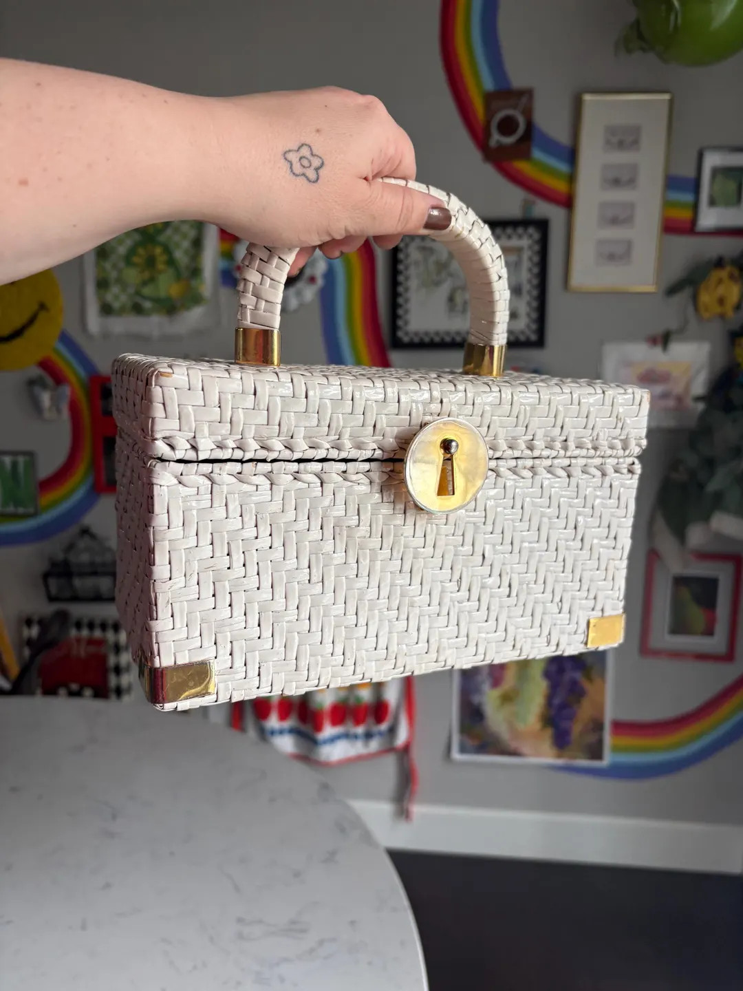 Vintage Wicker Purse - Woven Koret Plastic Wicker Box Handbag Purse 60s 70s Style Bar Bag Spring ... | Etsy (US)