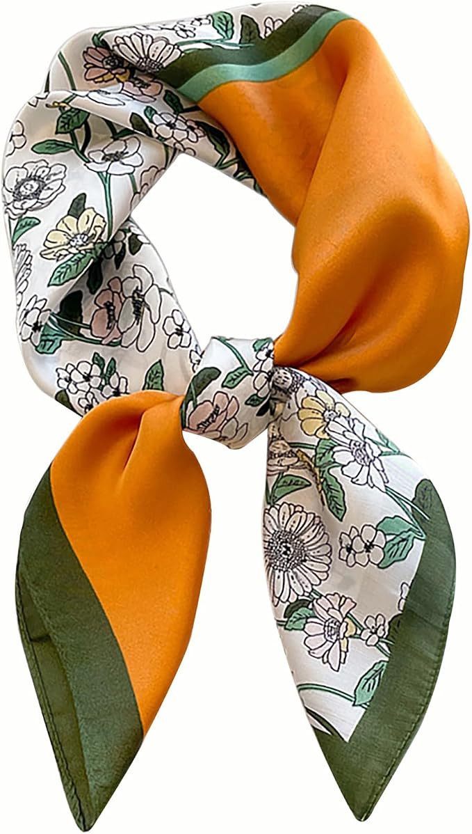kcctoo 27.5" Mulberry Silk Feeling Head Scarf Women's Fashion Square Neck Satin Scarfs for Bag Ha... | Amazon (US)