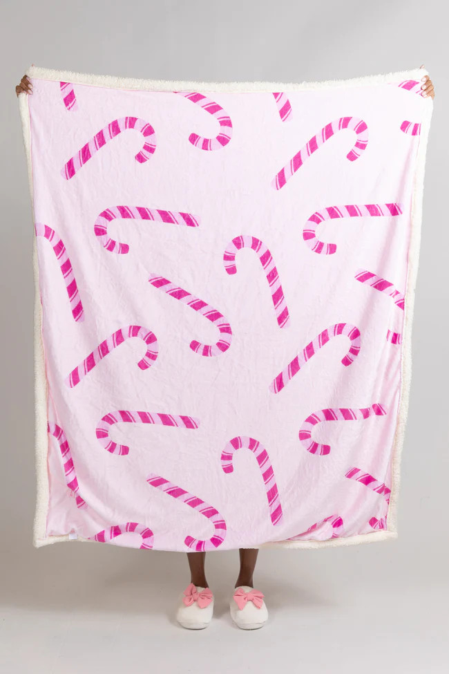 Bundled Up In Candyland Fleece Sherpa Blanket DOORBUSTER | Pink Lily
