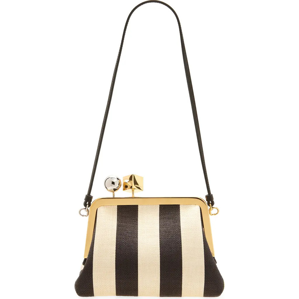 Jacquemus Le Berlingot Stripe Frame Shoulder Bag in Natural /Black 1Fy at Nordstrom | Nordstrom