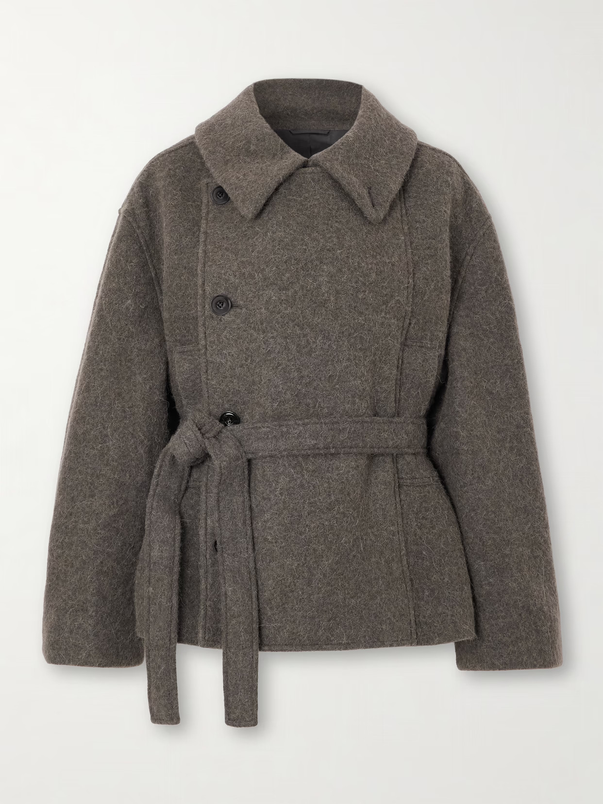 LEMAIRE - Belted Wool And Alpaca-blend Coat - Green | NET-A-PORTER (US)