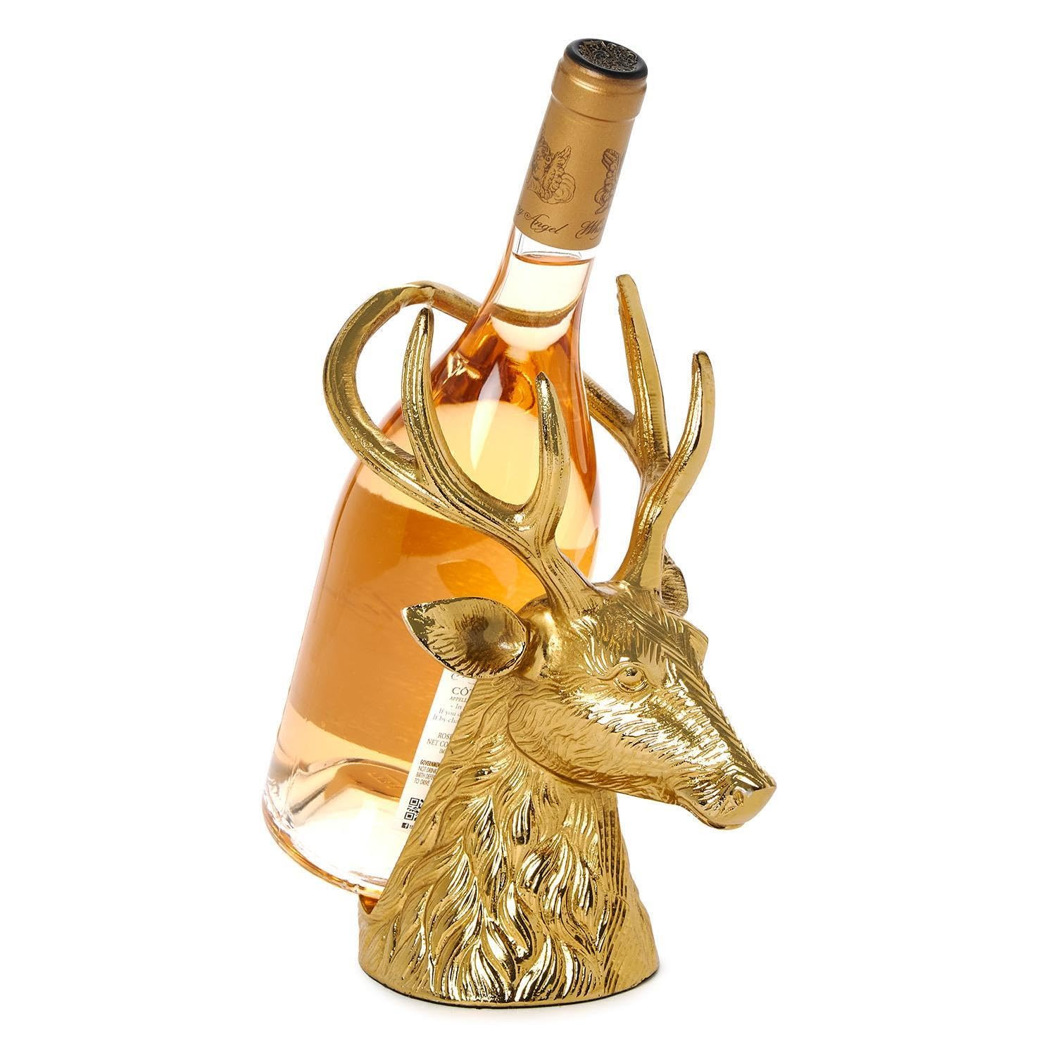 Two's Company Gold Stag Bottle Holder, 9-Inch, Aluminum | Amazon (US)