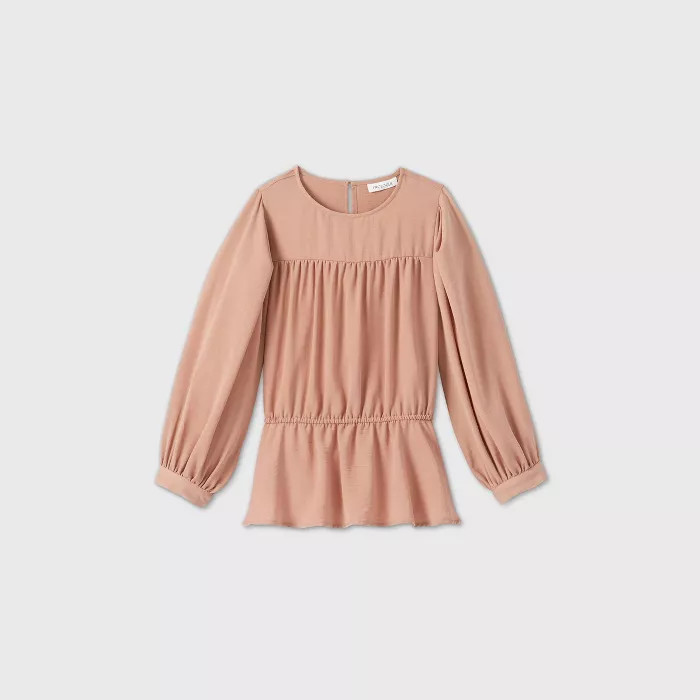 Women's Bishop Long Sleeve Shirred Waist Top - Prologue™ | Target