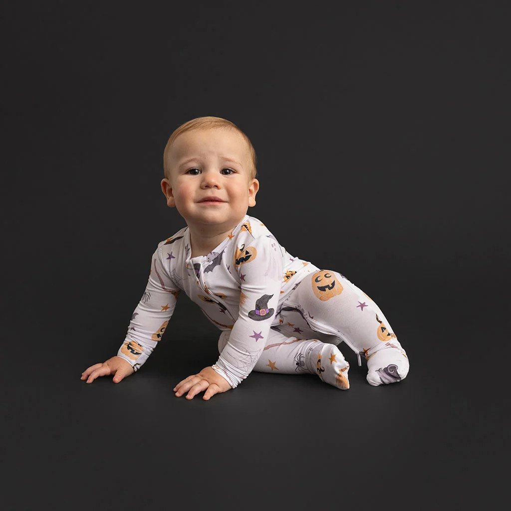 Halloween White Long Sleeve Irving Convertible One Piece | Posh Peanut® | Posh Peanut